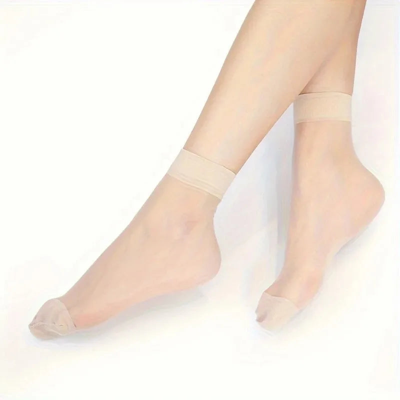 10 Pairs Transparent Nylon Silk Casual Socks