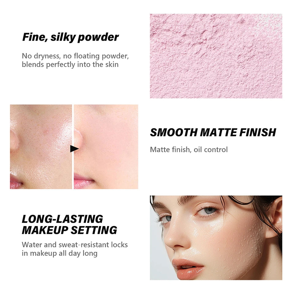 Matte Finish Loose Setting Powder Makeup With Puff