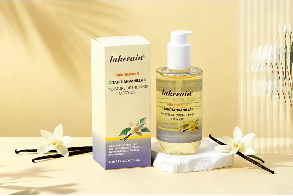 Vanilla Scented Moisturizing Body Oil for Dry Skin Hydration