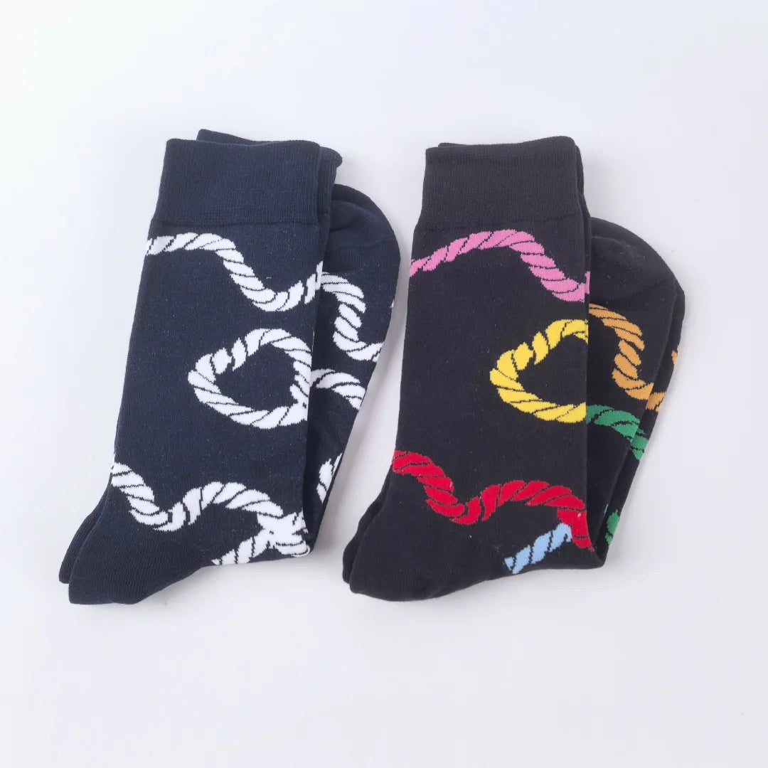 Cotton Blend Rope Pattern Mid Calf Crew Socks