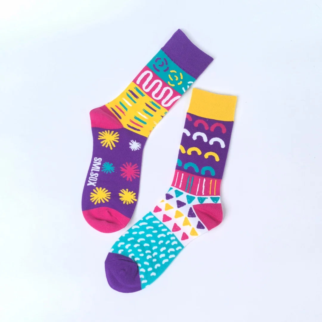 Cotton Blend Geometric Patterned Mid Tube Womens Socks