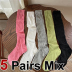 Cotton Blend Breathable Vertical Striped Long Socks For Women