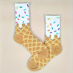 Cotton Blend Waffle And Frosting Pattern Crew Socks
