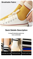 Striped Polyester Cotton Blend Casual Crew Socks