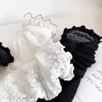 Polyester Elastane Sheer Lace Mesh Crew Socks