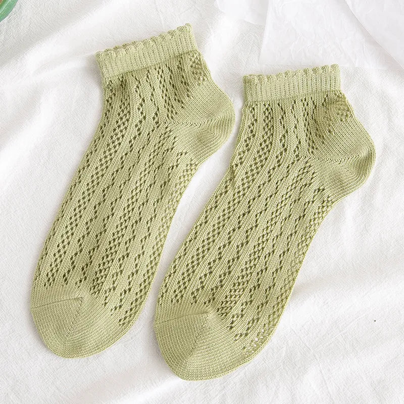 Cotton Polyester Mesh Ankle Socks for Women