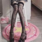 Heart Pattern Fishnet Over The Knee Stockings