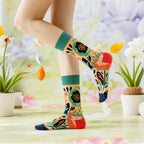 Cotton Blend Floral Mid Calf Casual Socks
