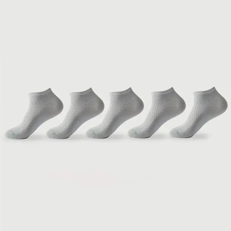 Bamboo Fiber Low Cut Ankle Socks Five Pair Set