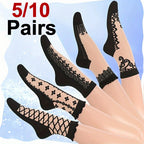 Polyester Elastane Lace Pattern Mid Tube Socks