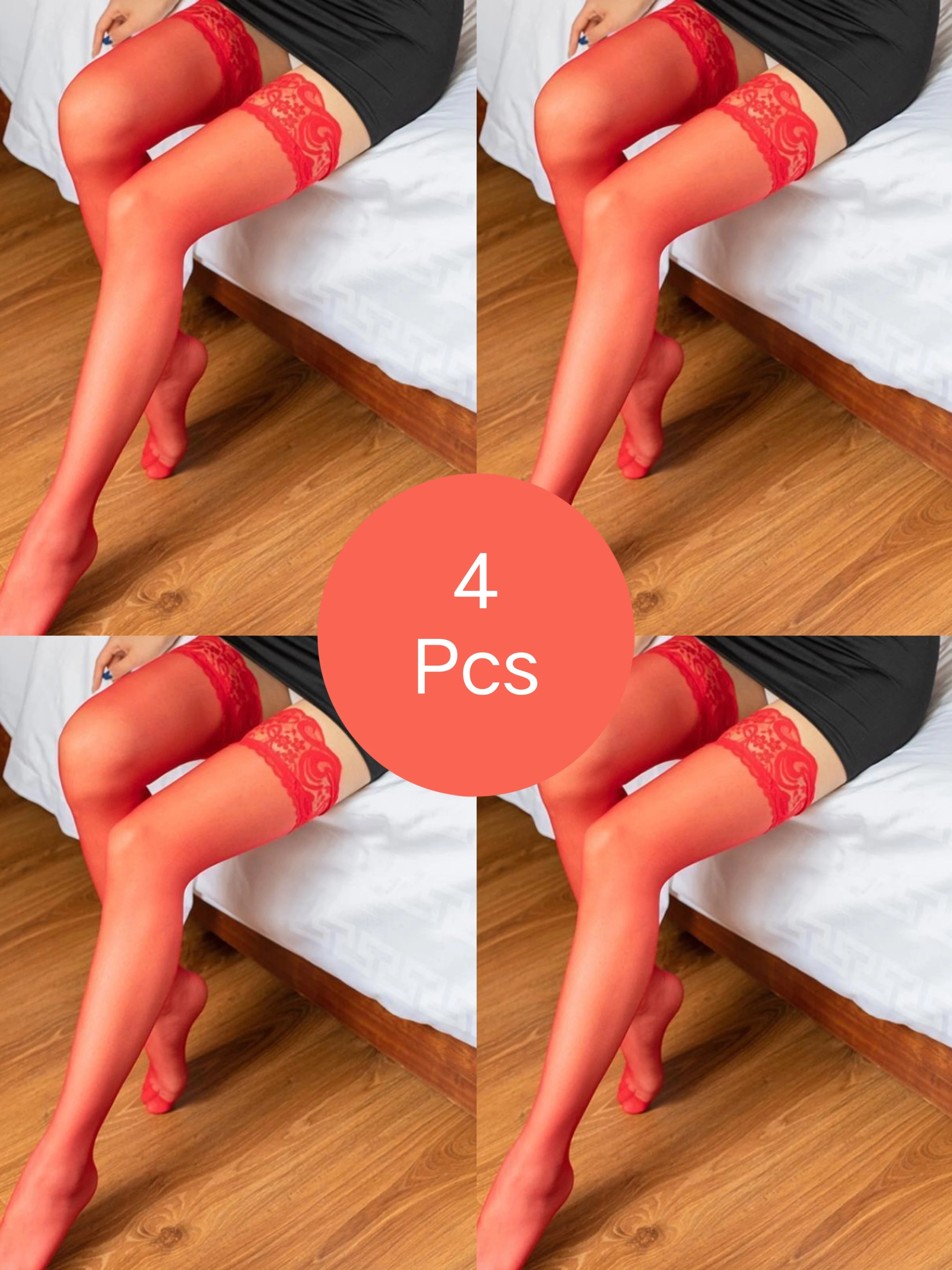 Floral Lace Over The Knee Stockings - 30