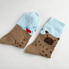 Cotton Blend Capybara Pattern Mid Calf Socks