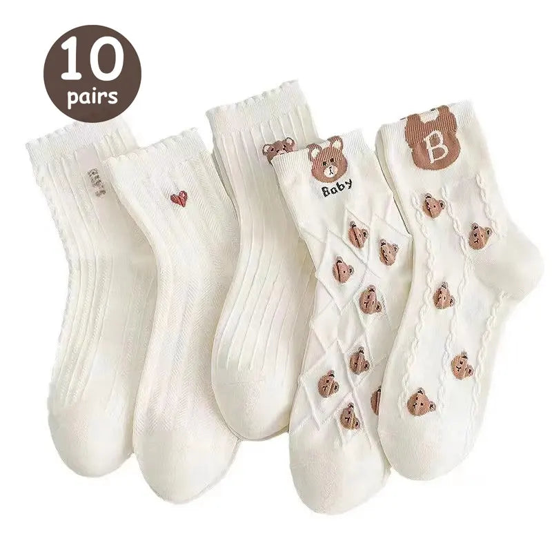 Polyester Blend Cartoon Pattern Mid Tube Socks