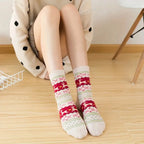 Polyester Elastane Blend Printed Mid Tube Winter Socks