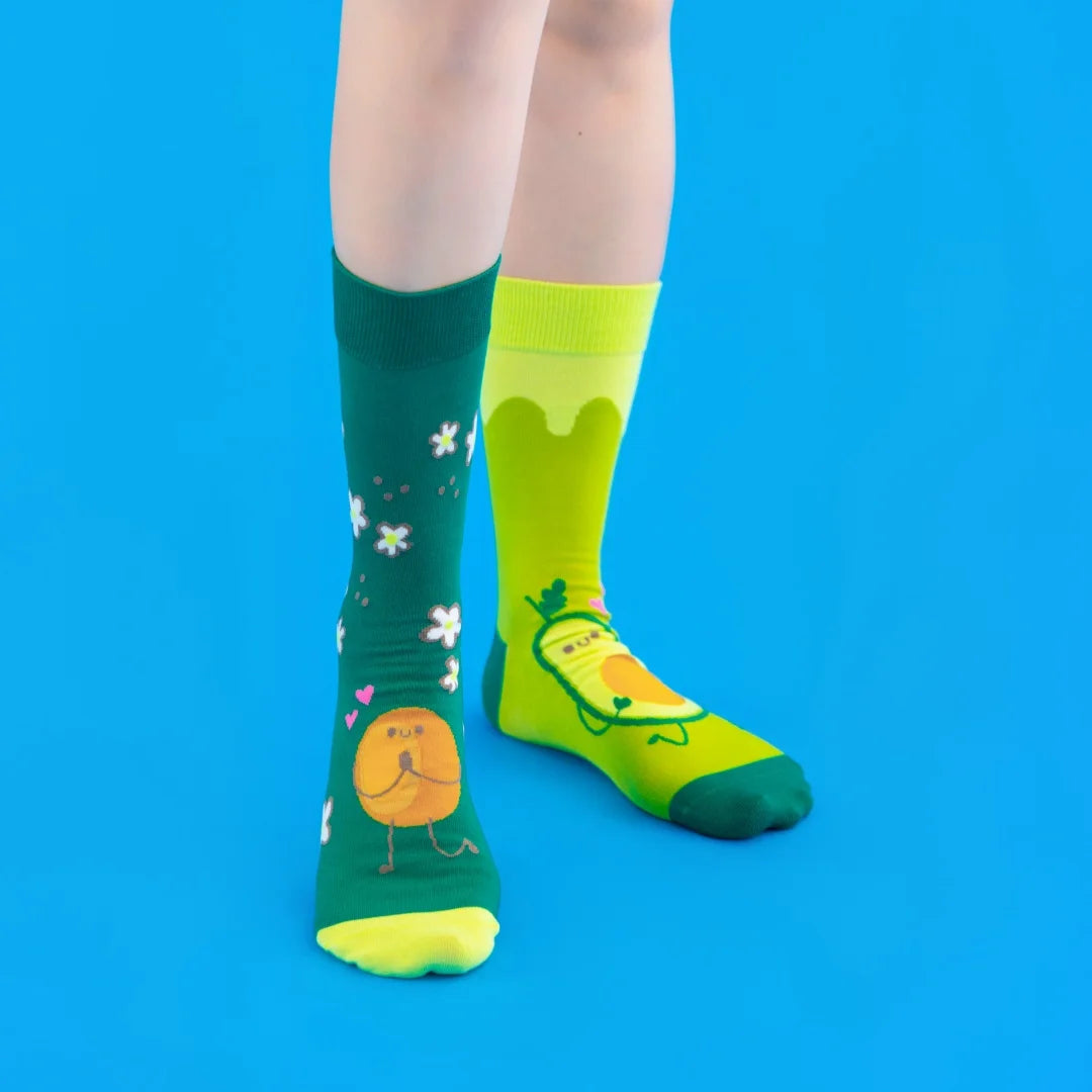 Cotton Blend Avocado Print Womens Mid Calf Socks