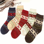Polyester Elastane Blend Printed Mid Tube Winter Socks
