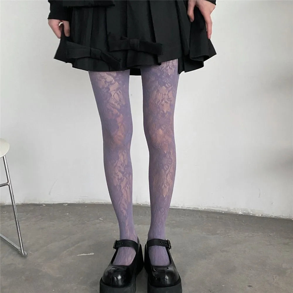 Floral Pattern Nylon Pantyhose Tights