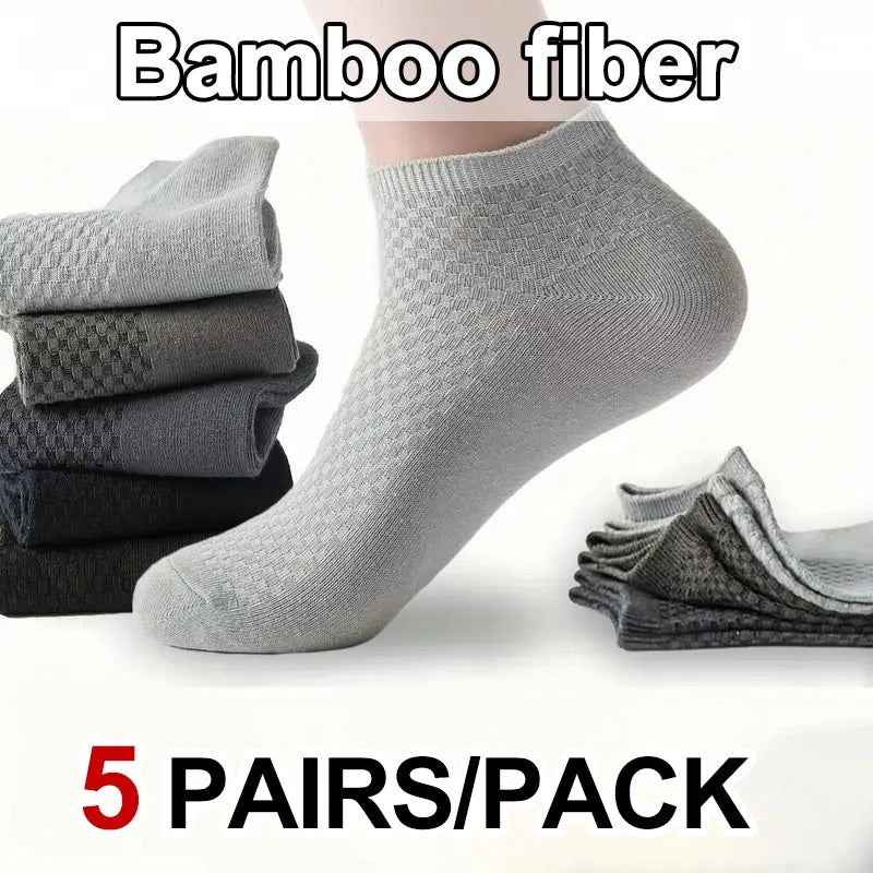 Bamboo Fiber Low Cut Ankle Socks Five Pair Set