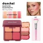 4 Color Matte Powder Blush Palette with Makeup Brush