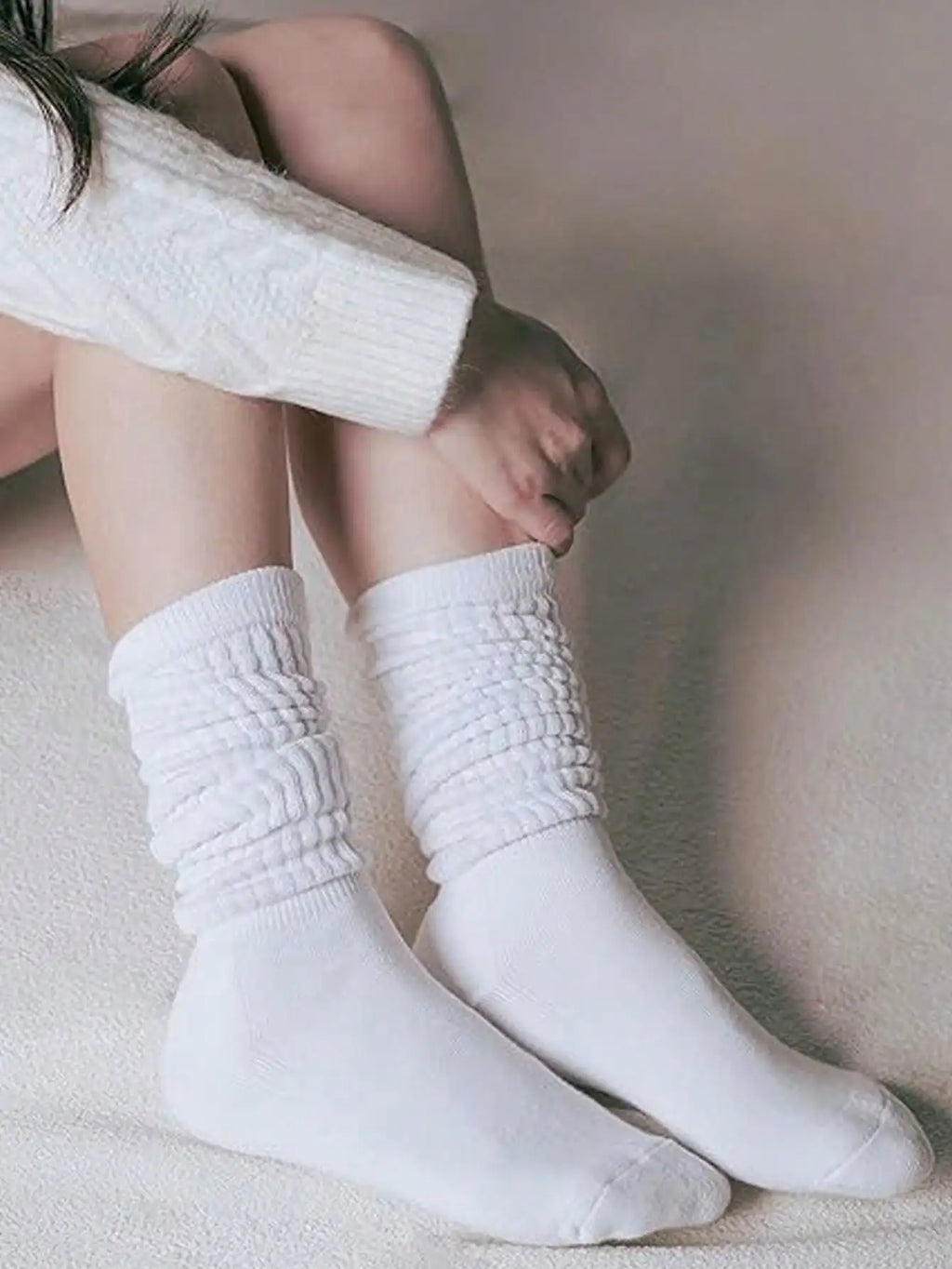 Polyester Elastane Slouch Knit Crew Socks 8 Pack