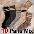 Polyester Elastane Striped Mid Tube Socks