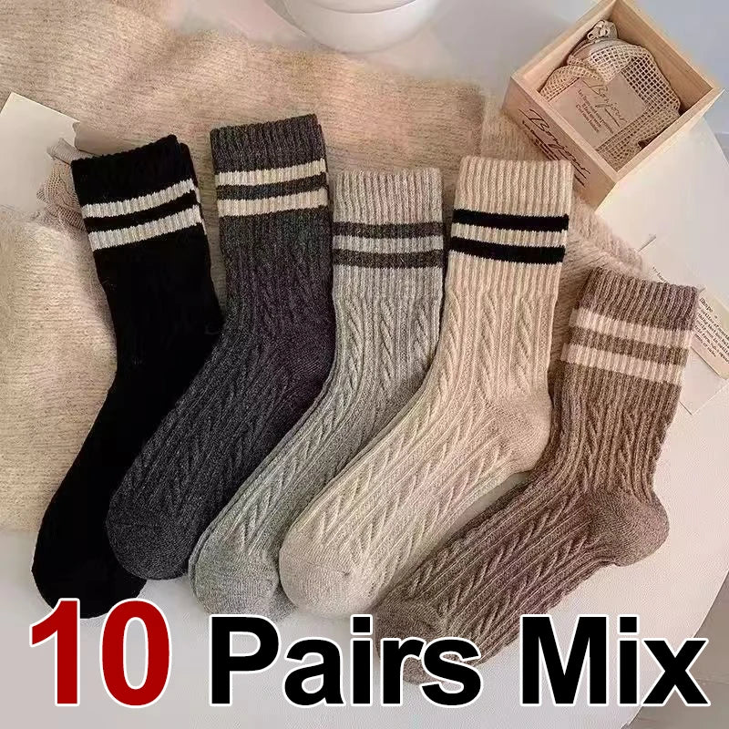 Polyester Elastane Striped Mid Tube Socks
