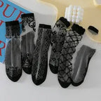 Polyester Elastane Lace Pattern Mid Tube Socks