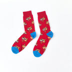 Cotton Blend Fox Print Mid Calf Casual Crew Socks
