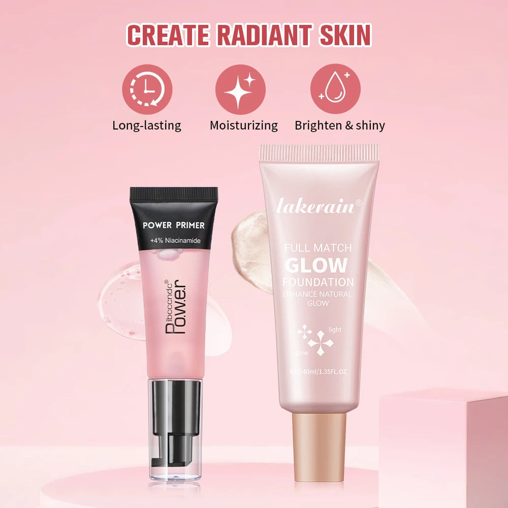Liquid Face Primer and Glow Foundation Makeup Set