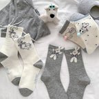 Polyester Elastane Cartoon Animal Mid Tube Socks for Women