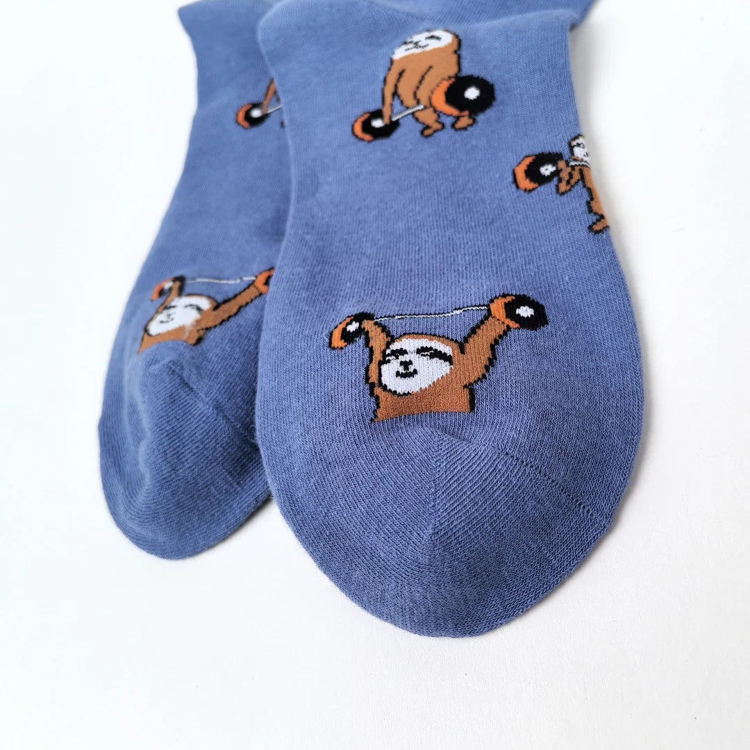 Cotton Blend Mid Calf Sloth Pattern Unisex Socks
