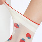Nylon Spandex Fruit Print Lettuce Edge Mid Tube Socks