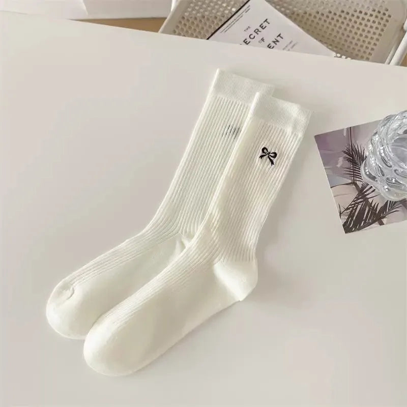 Polyester Blend Butterfly Pattern Casual Mid Length Socks 5 Pack - 9