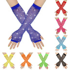 Nylon Elastane Rhinestone Fishnet Fingerless Gloves