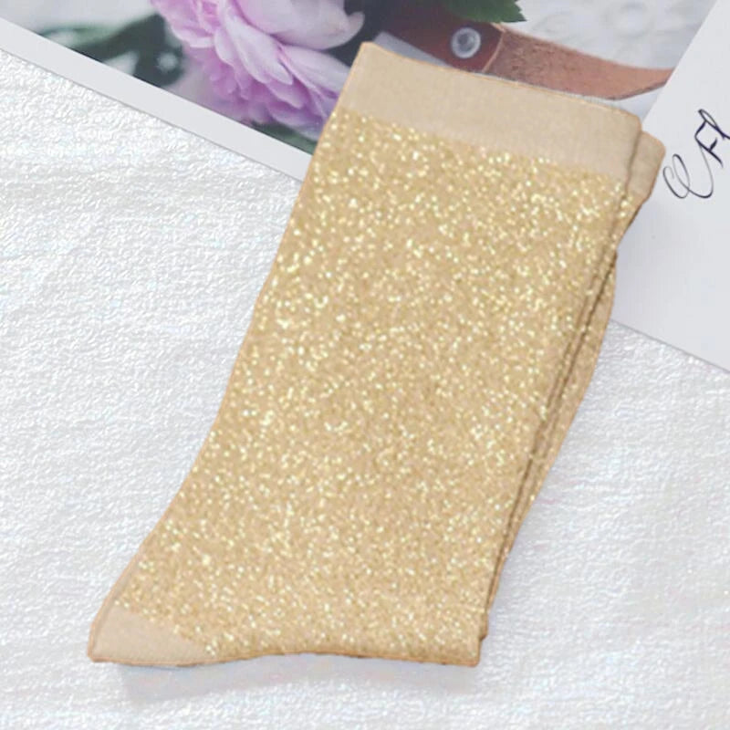 Metallic Knit Women Casual Socks