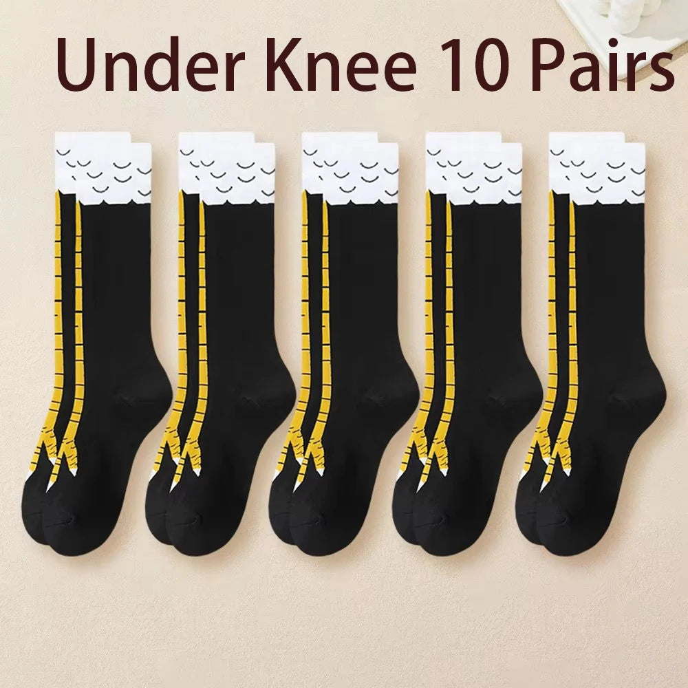 Polyester Spandex Knee High Chicken Claw Novelty Socks - 9