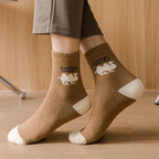 Polyester Blend Crew Socks Five Pair Set
