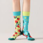 Cotton Blend Strawberry Print Mid Calf Socks
