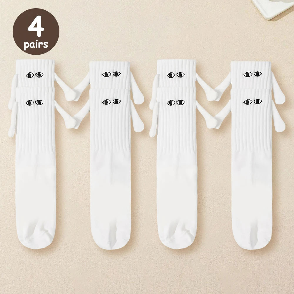 Magnetic Cartoon Eye Mid Tube Couple Socks - 14