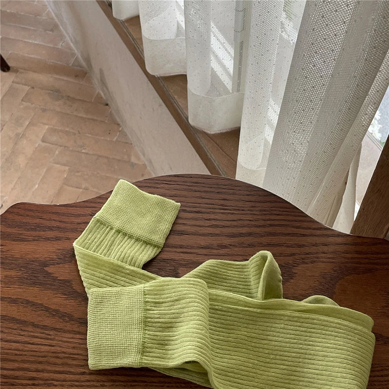 Cotton Blend Breathable Vertical Striped Long Socks For Women