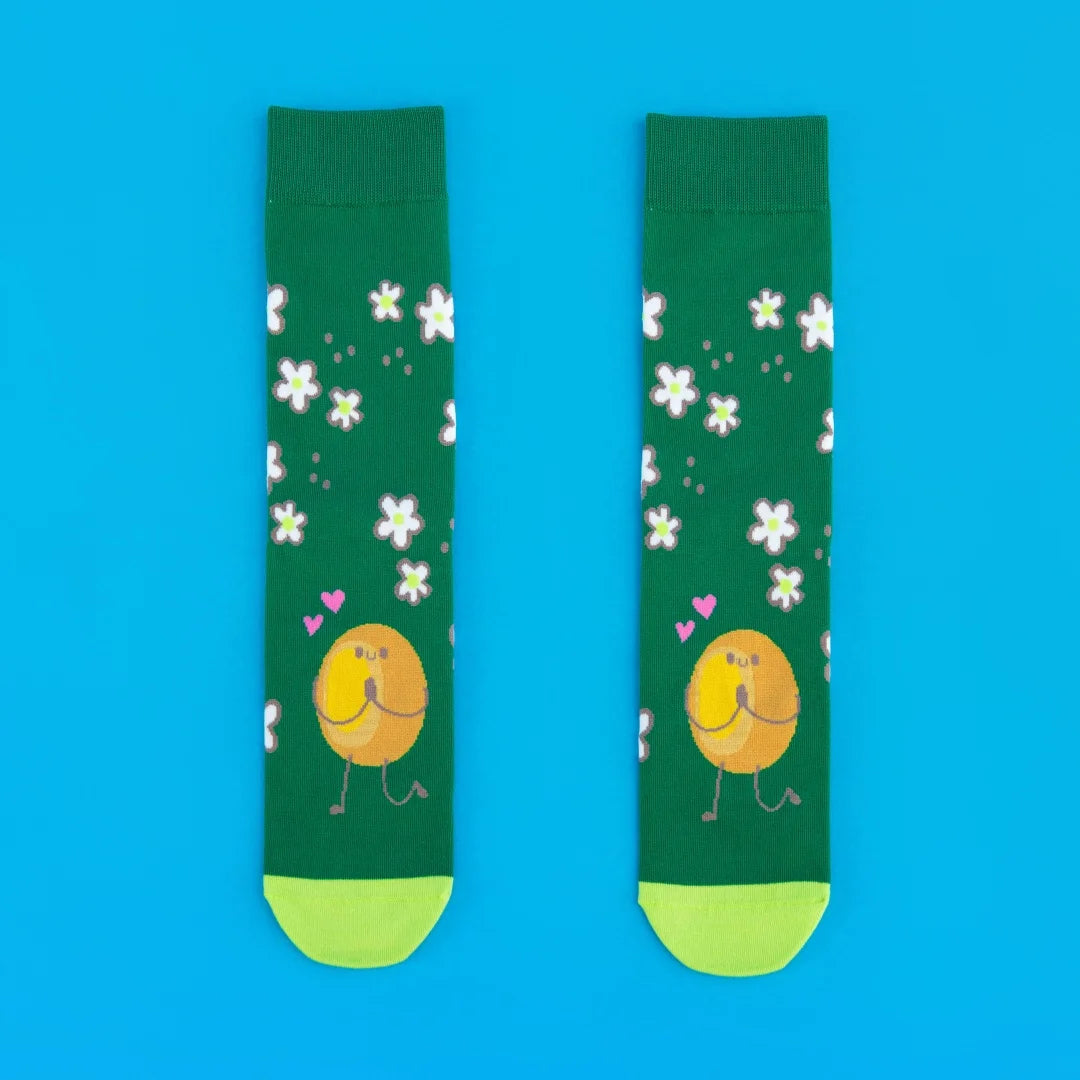 Cotton Blend Avocado Print Mid Calf Socks - 5