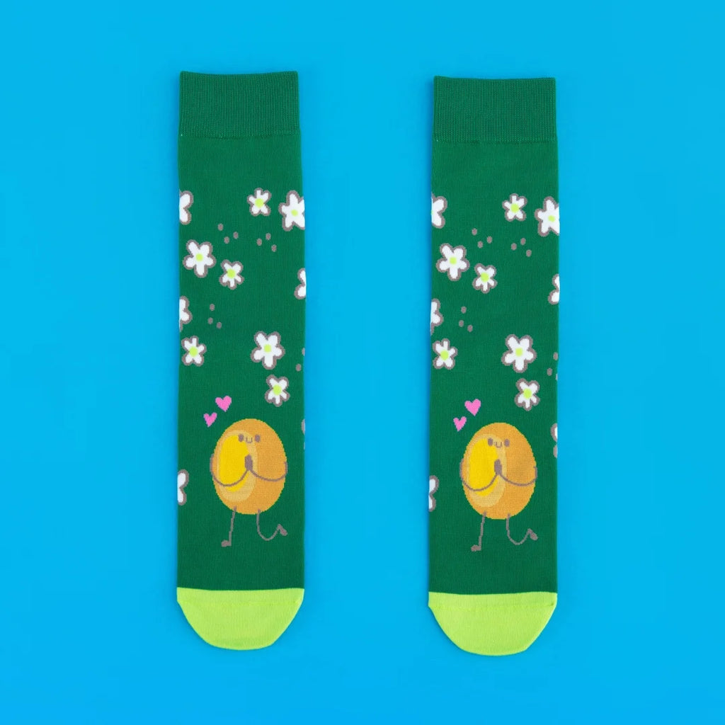 Cotton Blend Avocado Print Mid Calf Socks