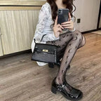 Nylon Cross Print Gothic Lolita Fishnet Tights