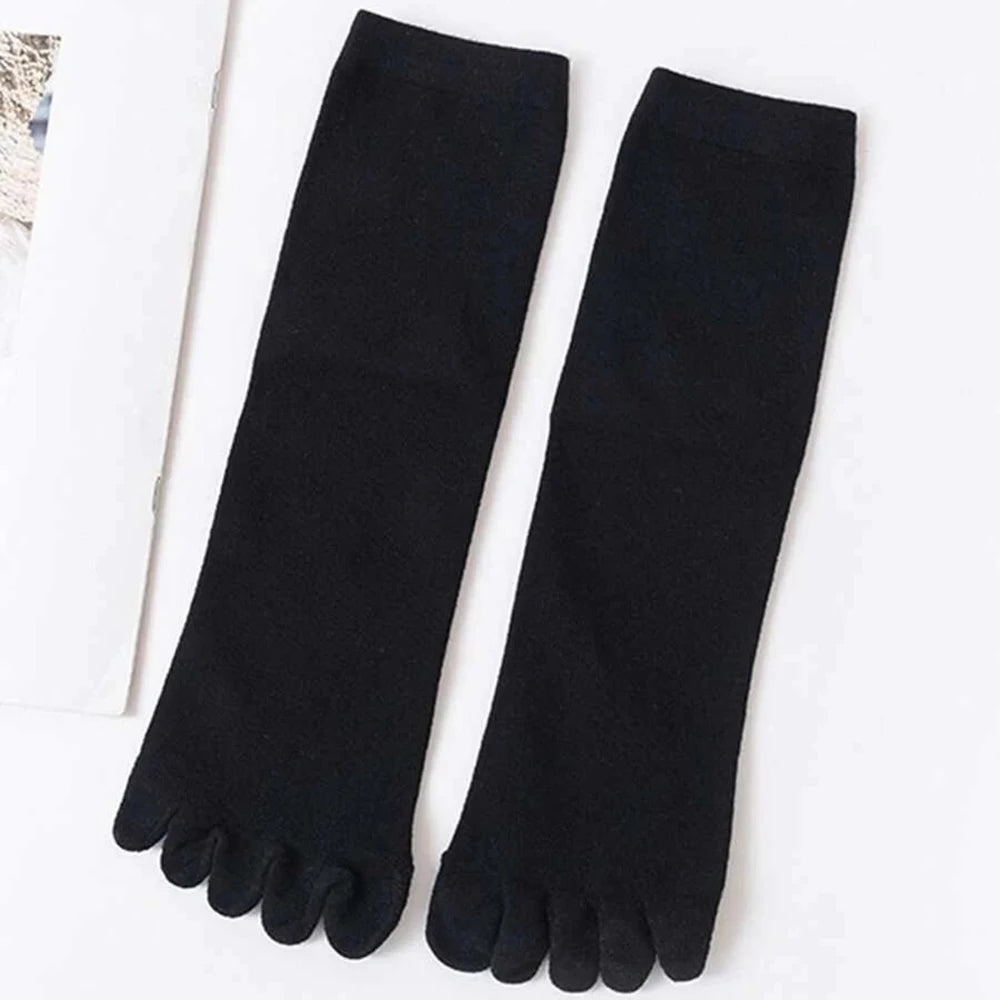 Polyester Elastane Five Finger Casual Crew Socks 4 Pairs - 4