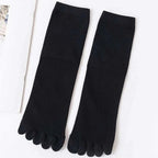 Polyester Elastane Five Finger Casual Crew Socks 4 Pairs
