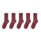 Polyester Elastane Crew Socks Women Casual Mid Tube Set