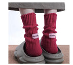 Thick Cotton Knit Mid Tube Crew Socks