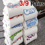 Polyester Elastane Graffiti Print Crew Socks