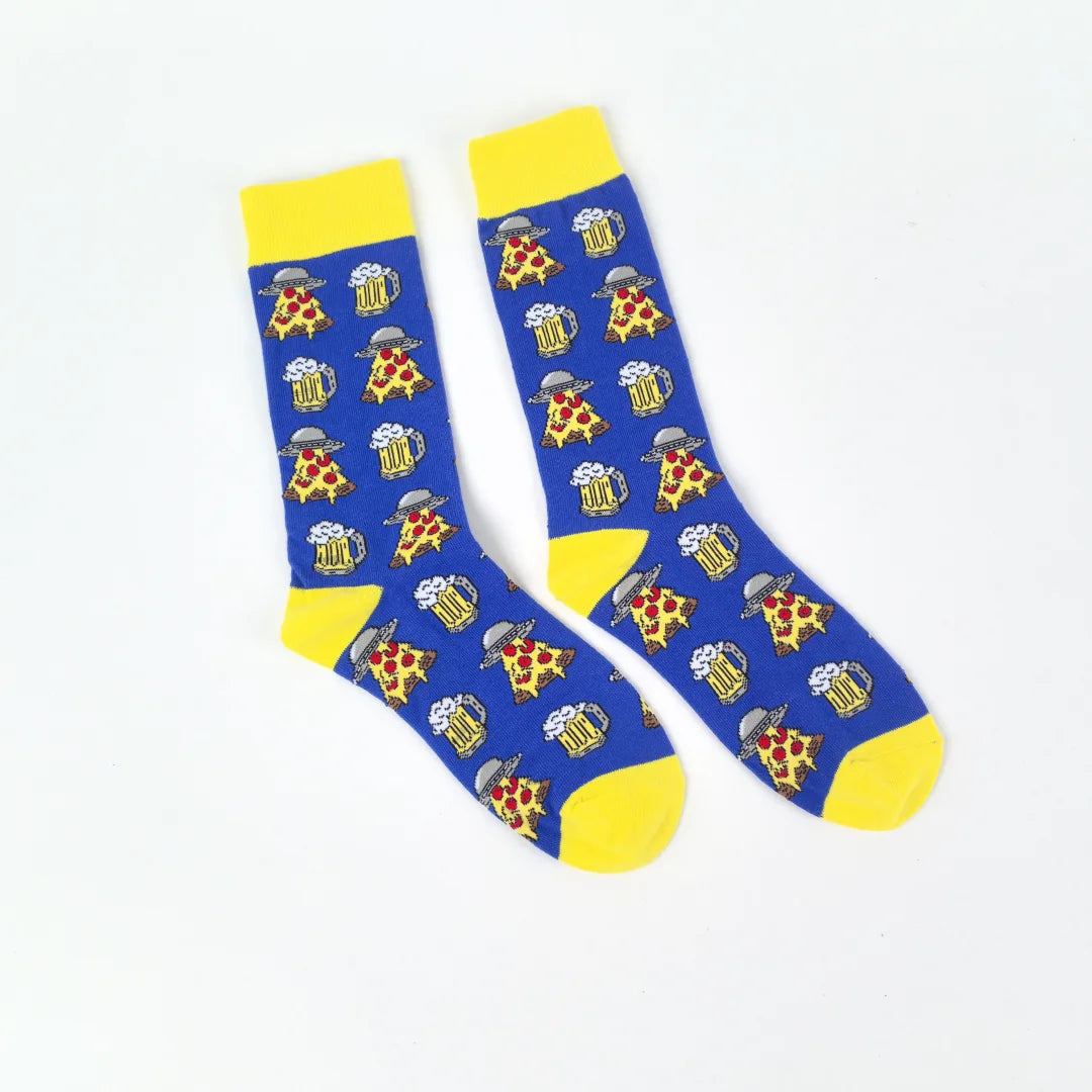 Polyester Elastane Mid Calf Men Socks Flying Saucer Pattern