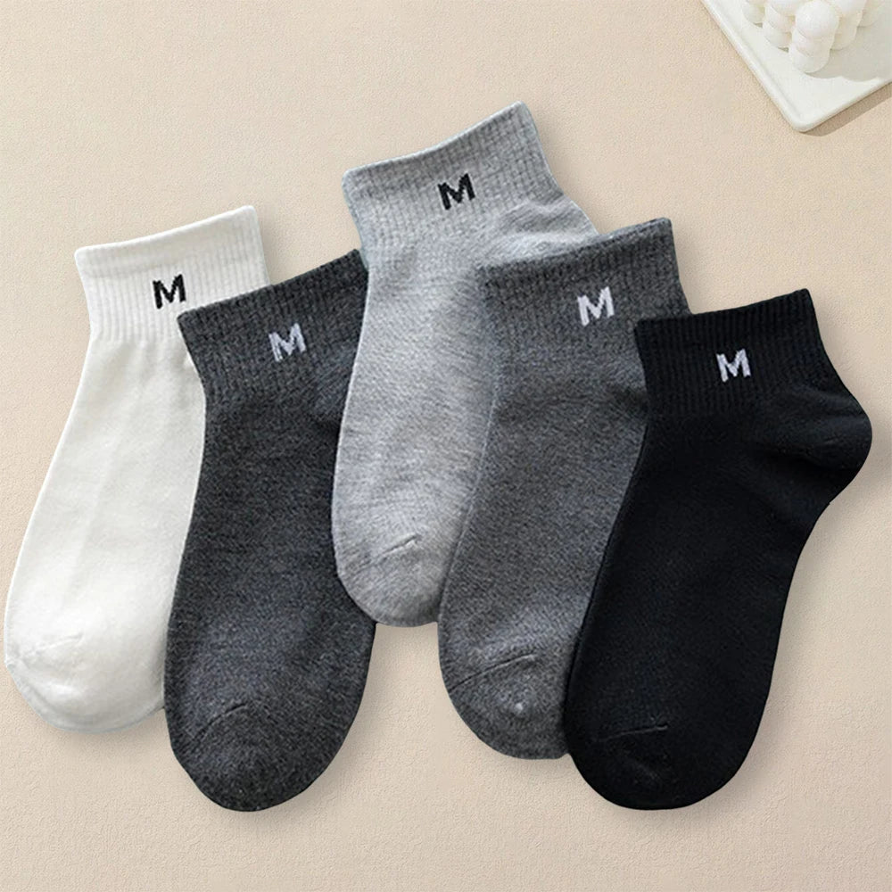 Polyester Blend Casual Letter Ankle Socks 5 Pack - 1